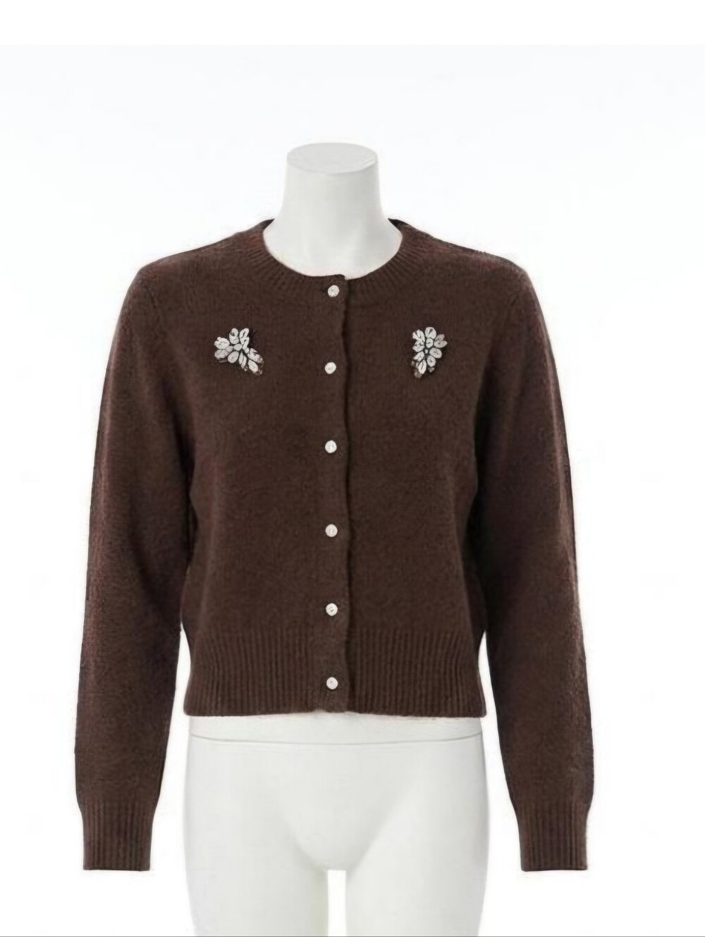 Astr Kalie Rhinestone Embellished Crewneck Cardigan